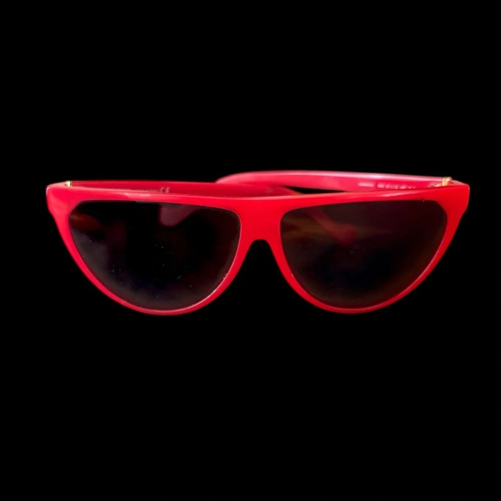 Red Loewe plastic frame black lens flat cat eye sunglasses sunnies gold